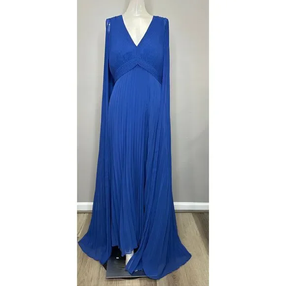 princess polly baby blue dress UNGARO Women's Joelle Plissé Cape Maxi Dress in LAPIS BLUE US 8 $1095